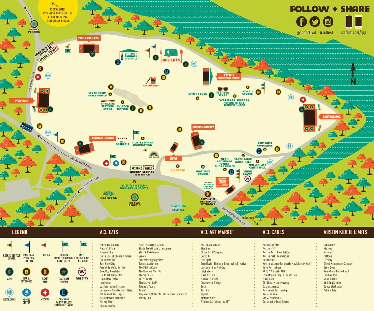 kaart van Austin ACL festival