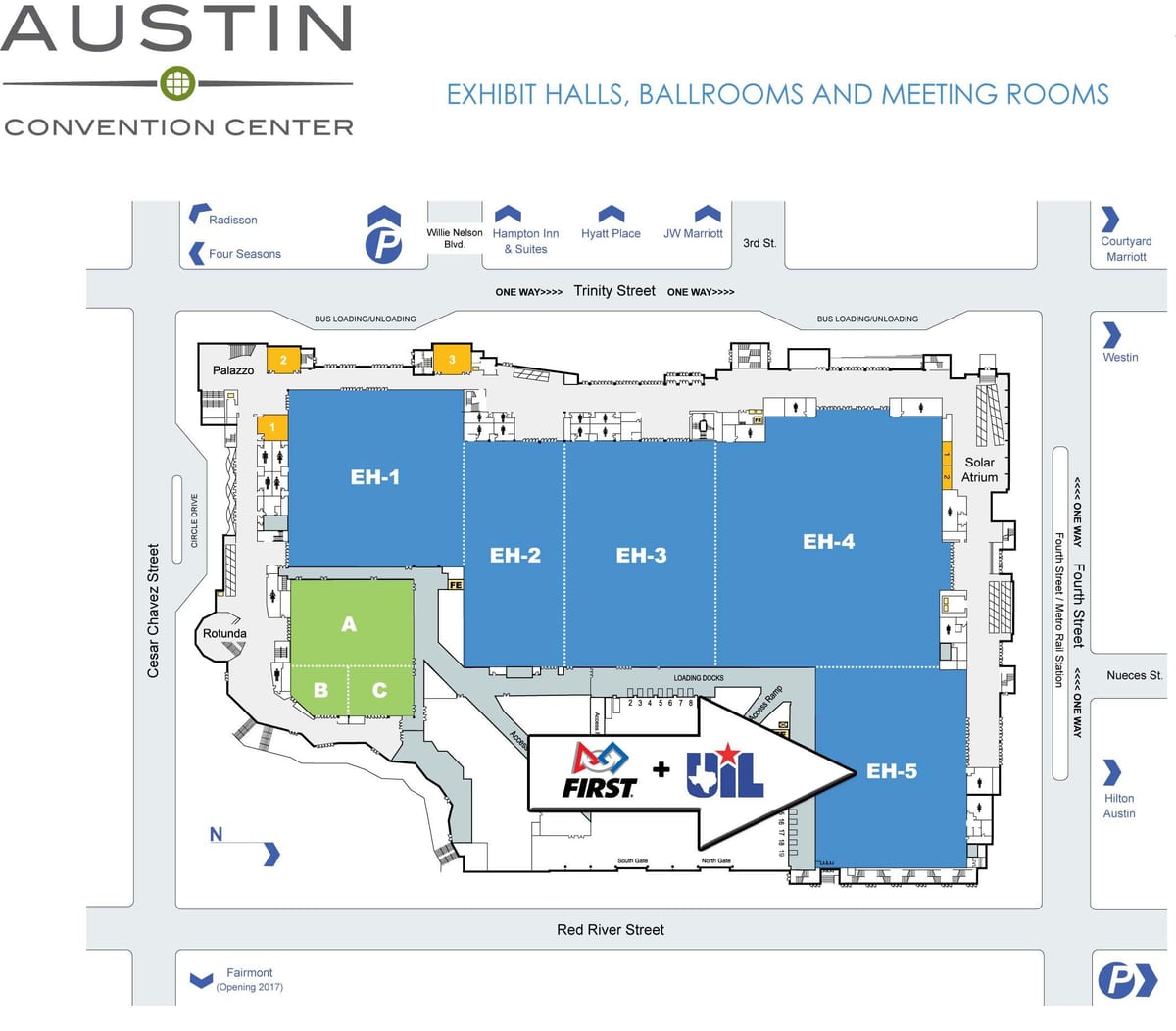 kaart van Austin convention center